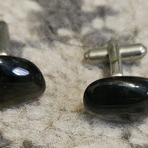 Vintage 1940s 1950s Polished Smoky Quartz Cuff Links